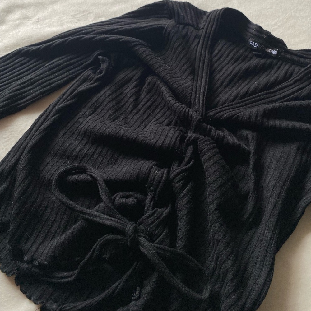 Fashion Nova Black Long Sleeve Shirt